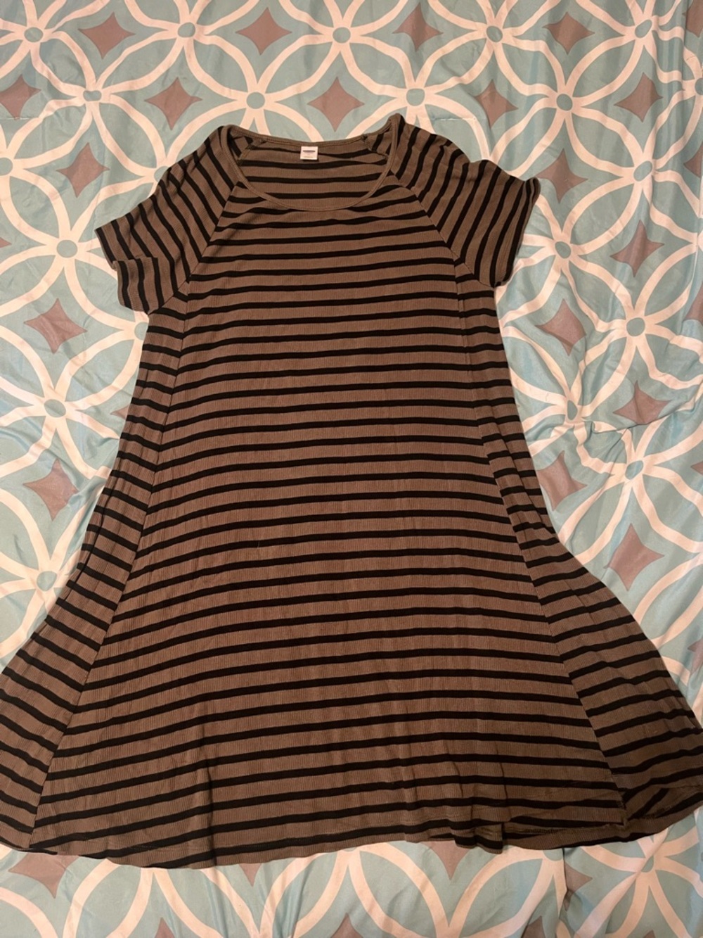 Old Navy Olive Green and Black Striped Knit Top